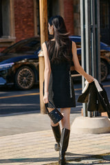 Women's Sleeveless Fitted Tweed Dress