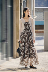 Women's Cropped Linen-Blend Openwork Knit Cardigan