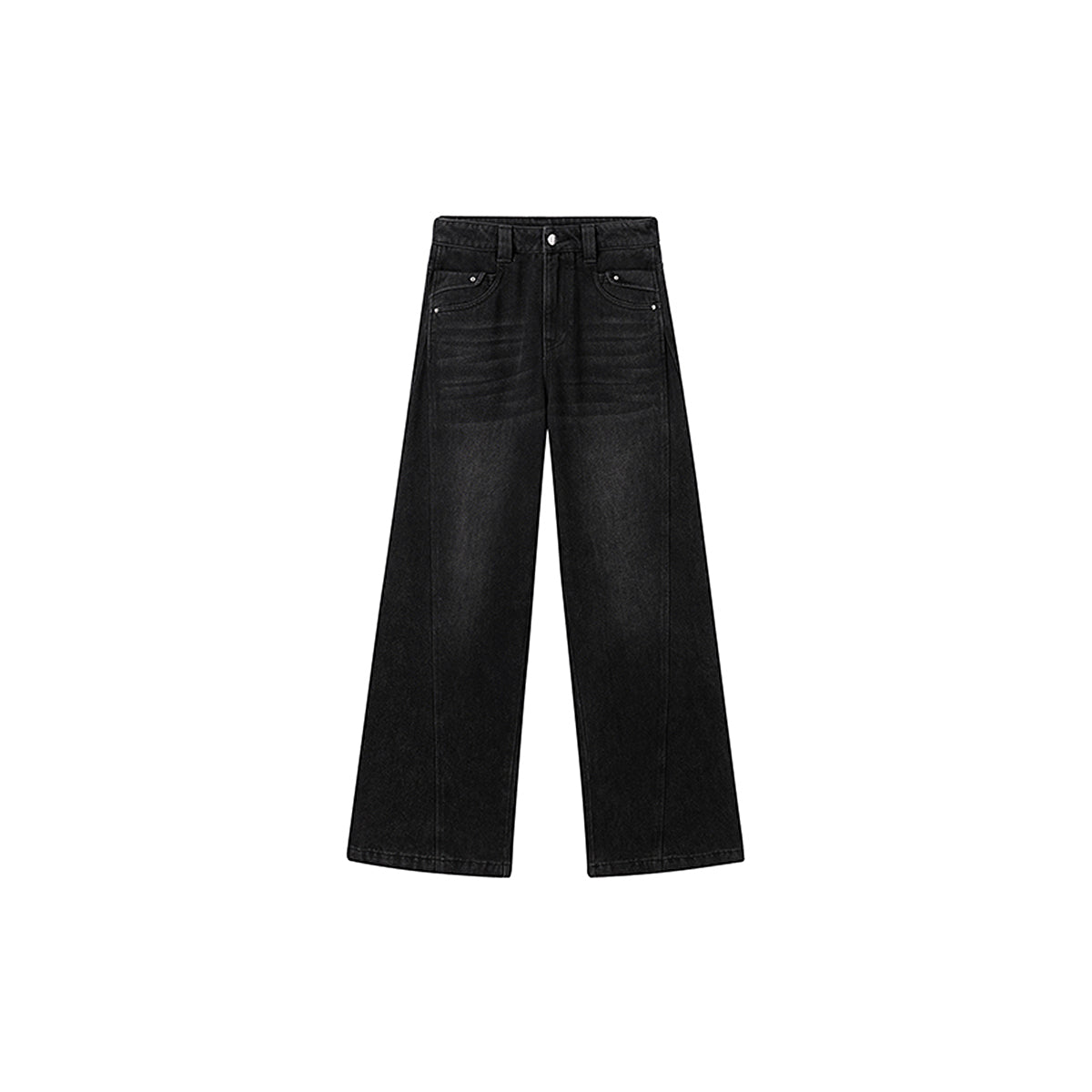 Women's Black Bleached High Waist Wide Leg Jeans