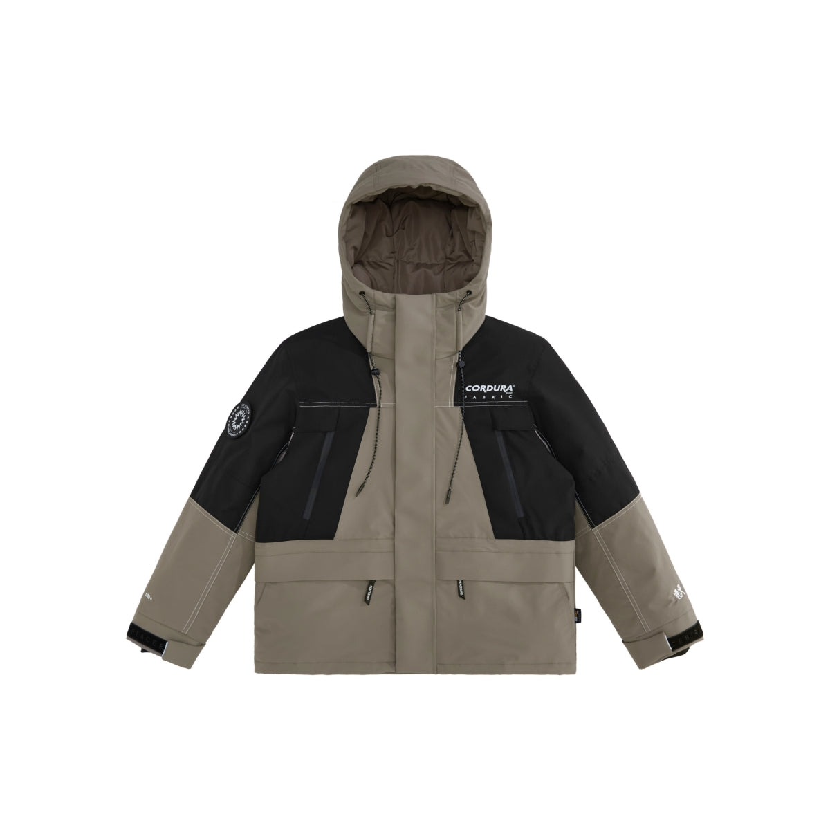 Men's CORDURA Contrast Color Goose Down Puffer Jacket Brown