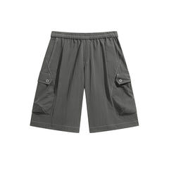 Men's Brown Utility Cargo Shorts with 3D Pockets
