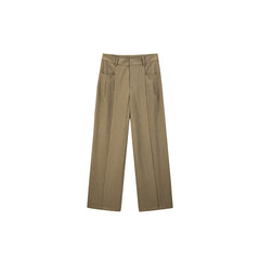 Women's Khaki High Waist Wide Leg Pants