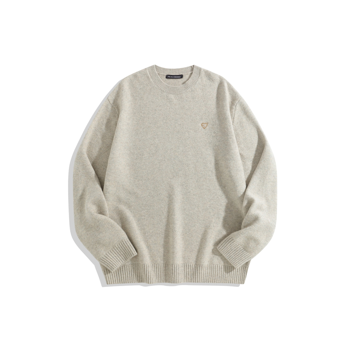 Men's Cream Embroideried Heart Pullover