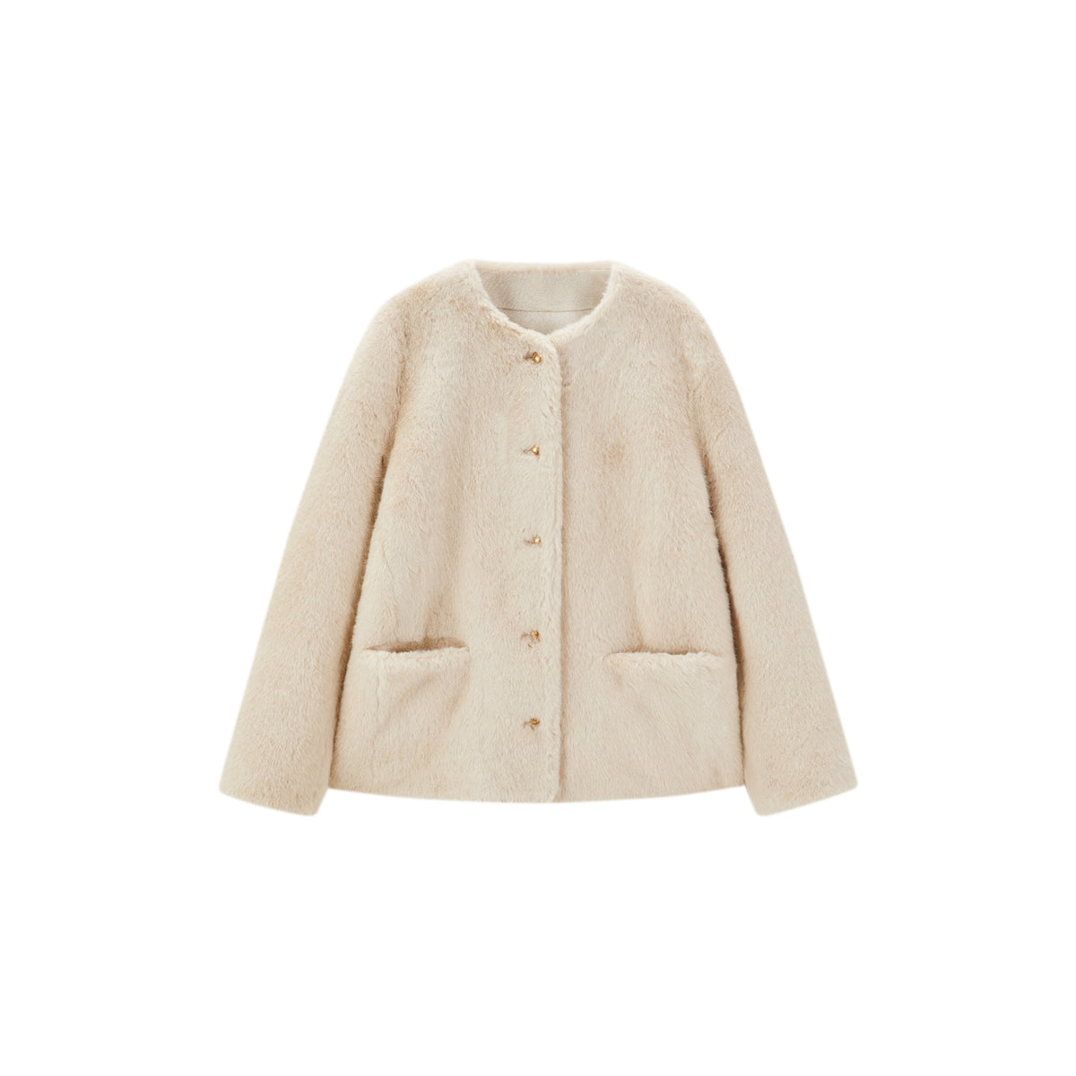 Women's Beige Faux Fur Coat