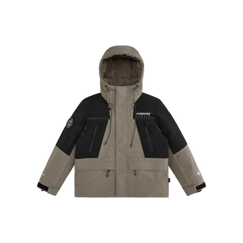 Men's CORDURA Contrast Color Goose Down Puffer Jacket Brown