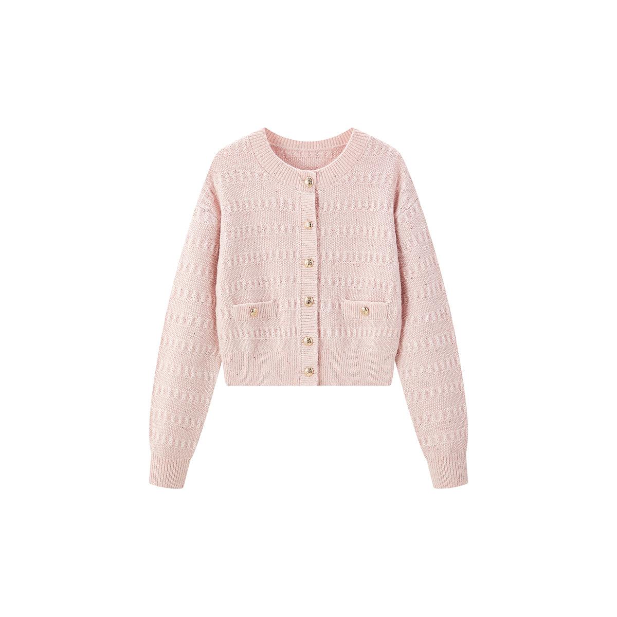 Women's Pink Cable Knit Cardigan