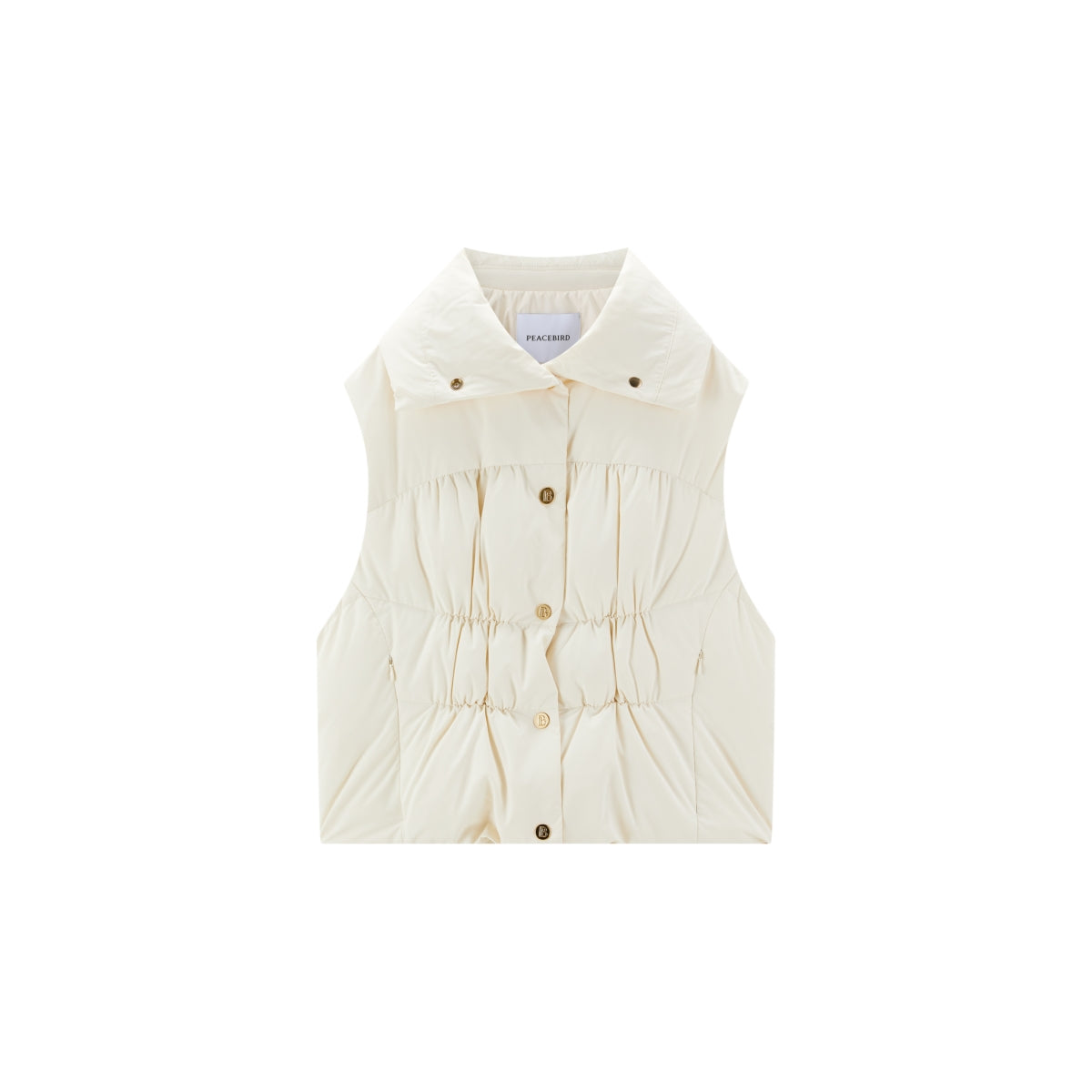 Women's Pleated Waist Vest Style Puffer Jacket