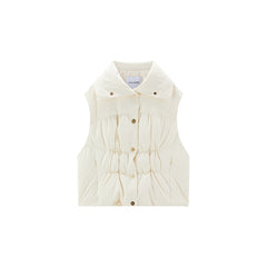 Women's Pleated Waist Vest Style Puffer Jacket