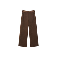 Women's Brown Textured Straight Pants