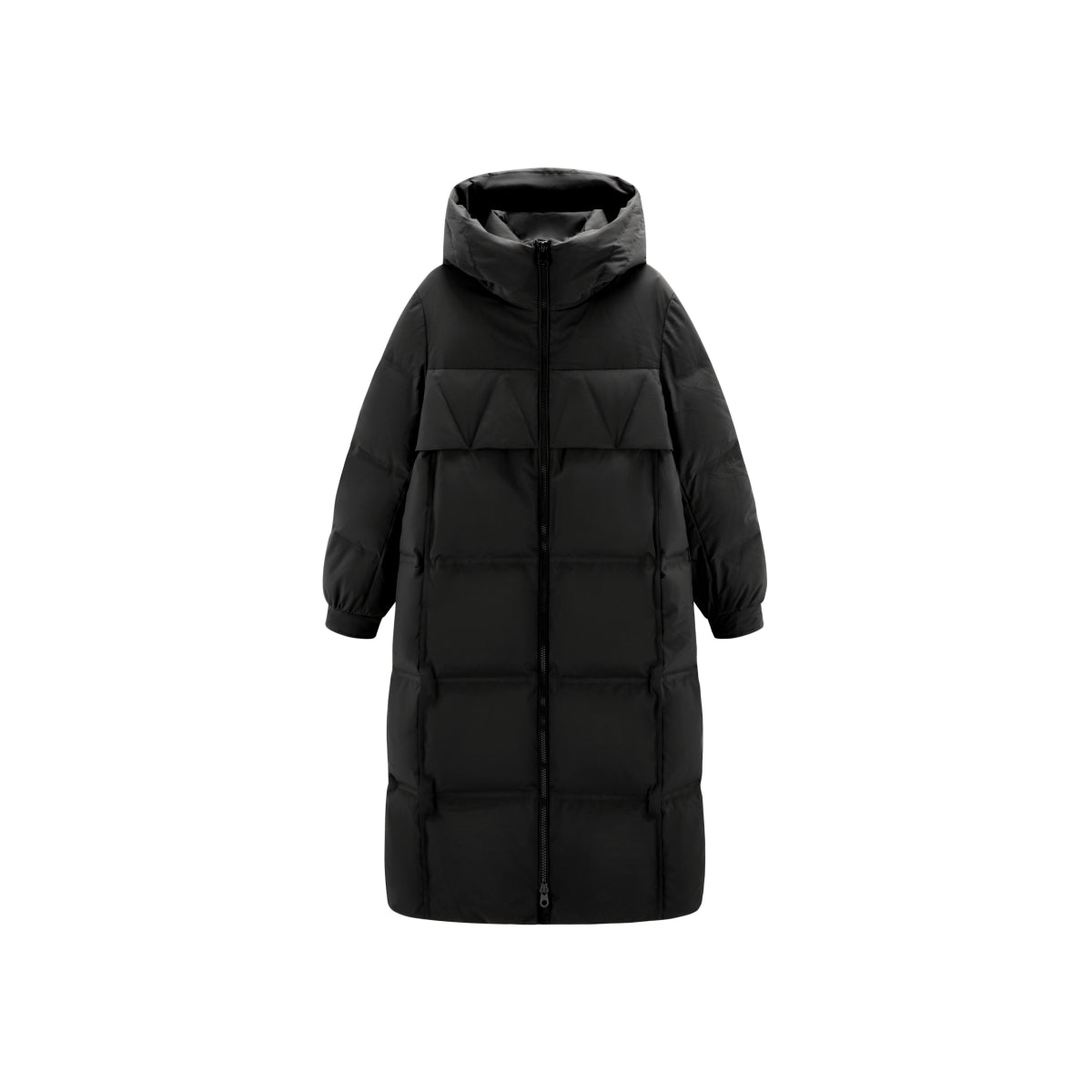 Women's Black Hooded Extra Long Warm Puffer Jacket