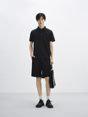 Men's Embossed Silk-Blend Polo Shirt