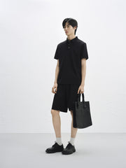 Men's Embossed Silk-Blend Polo Shirt