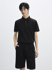 Men's Embossed Silk-Blend Polo Shirt