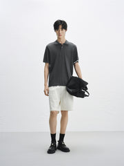 Men's Short-Sleeve Embossed Knit Polo Shirt