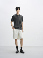 Men's Short-Sleeve Embossed Knit Polo Shirt