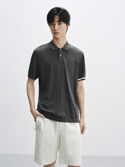 Men's Short-Sleeve Embossed Knit Polo Shirt