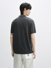 Men's Short-Sleeve Embossed Knit Polo Shirt