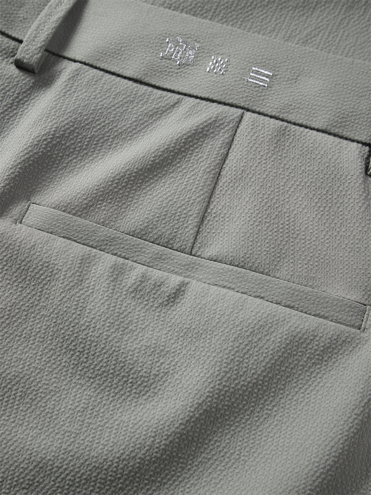 Men's Khaki Tencel Seersucker Cropped Tapered Pants