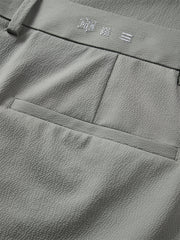 Men's Khaki Tencel Seersucker Cropped Tapered Pants