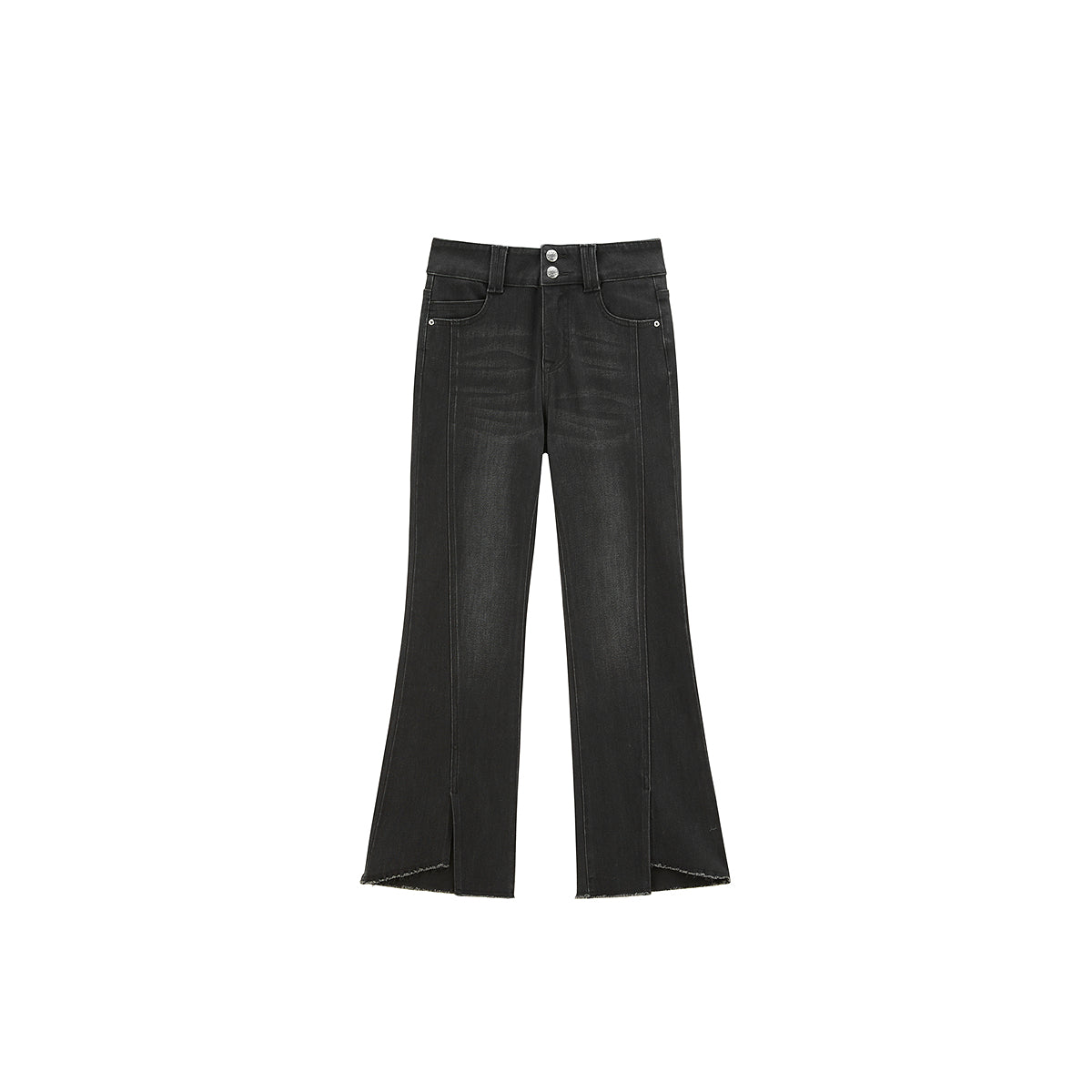 Women's High Waist Flared Pants With Raw Edge