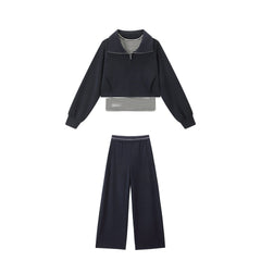 Women's Casual Waist-Cinching Tencel Sweatshirt Set