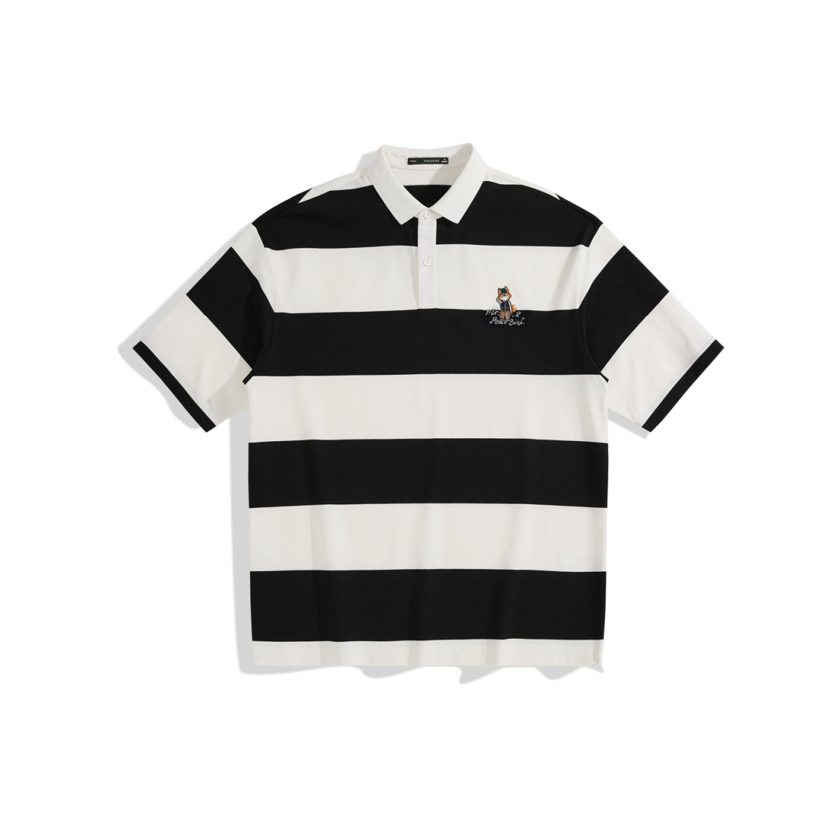 Men's Black & White Striped Soft Polo Shirt