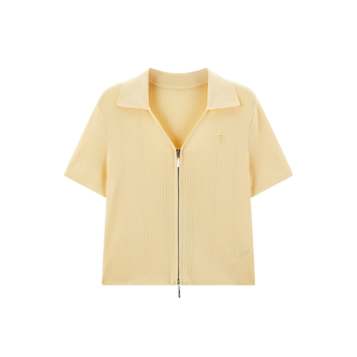 Women's Breathable Collared Knit Short-Sleeve Cardigan