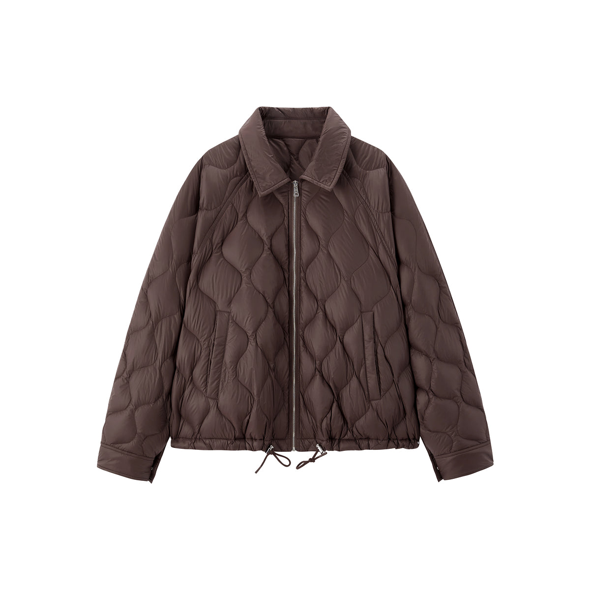 Women's Lightweight Puffer Jacket with Drawstring Hem