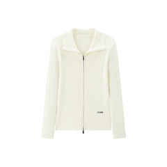 Women's Cable-Knit Collared Two-Way Zip Cardigan