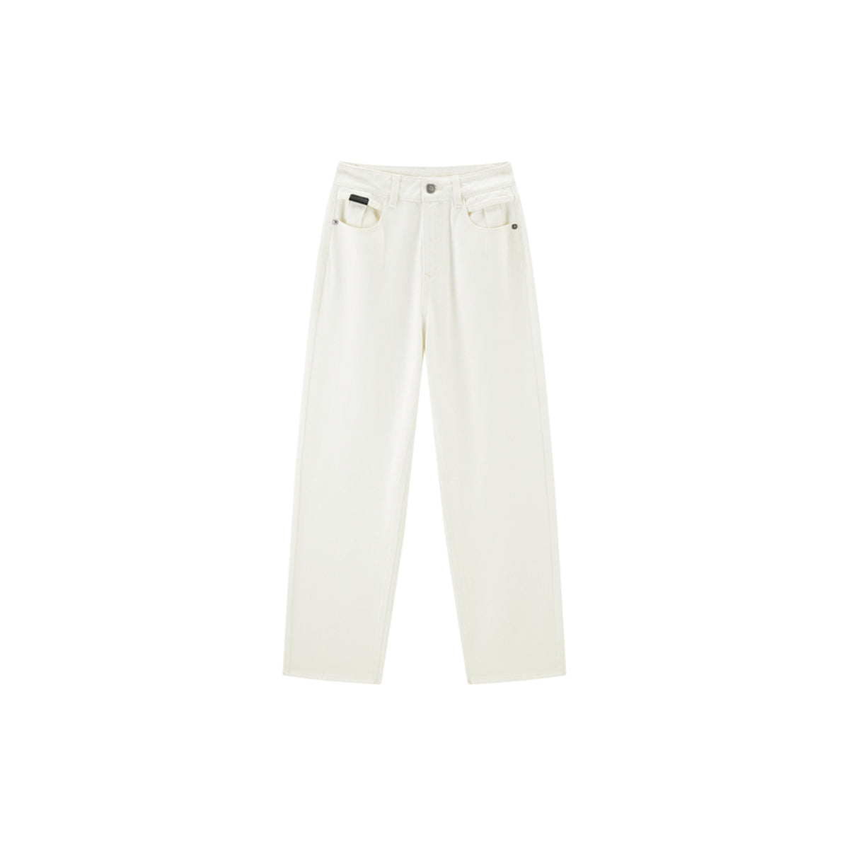 Women's Washed High-Waist Straight-Leg Jeans