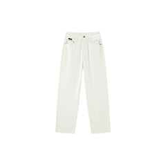 Women's Washed High-Waist Straight-Leg Jeans