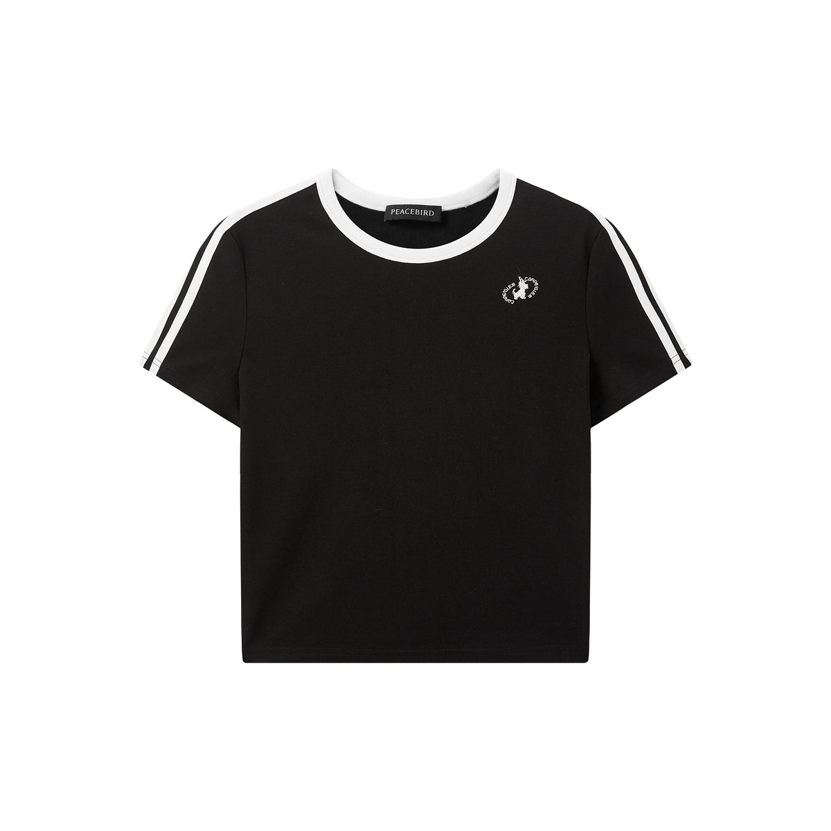 Women's Contrast Trim Embroidered Graphic T-Shirt