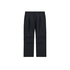 Men's Black Outdoor Pleated Straight Pants