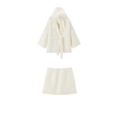Women's Commuter  Wool-Blend Double-Face Robe Coat Set