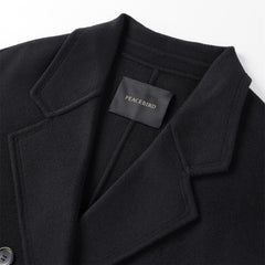 Women's Black Straight Double-faced Wool Coat