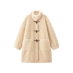 Women's Curly Wool Stand-Collar Coat