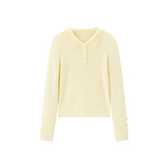 Women's Slim Fit Polo-Collar Knit Sweater