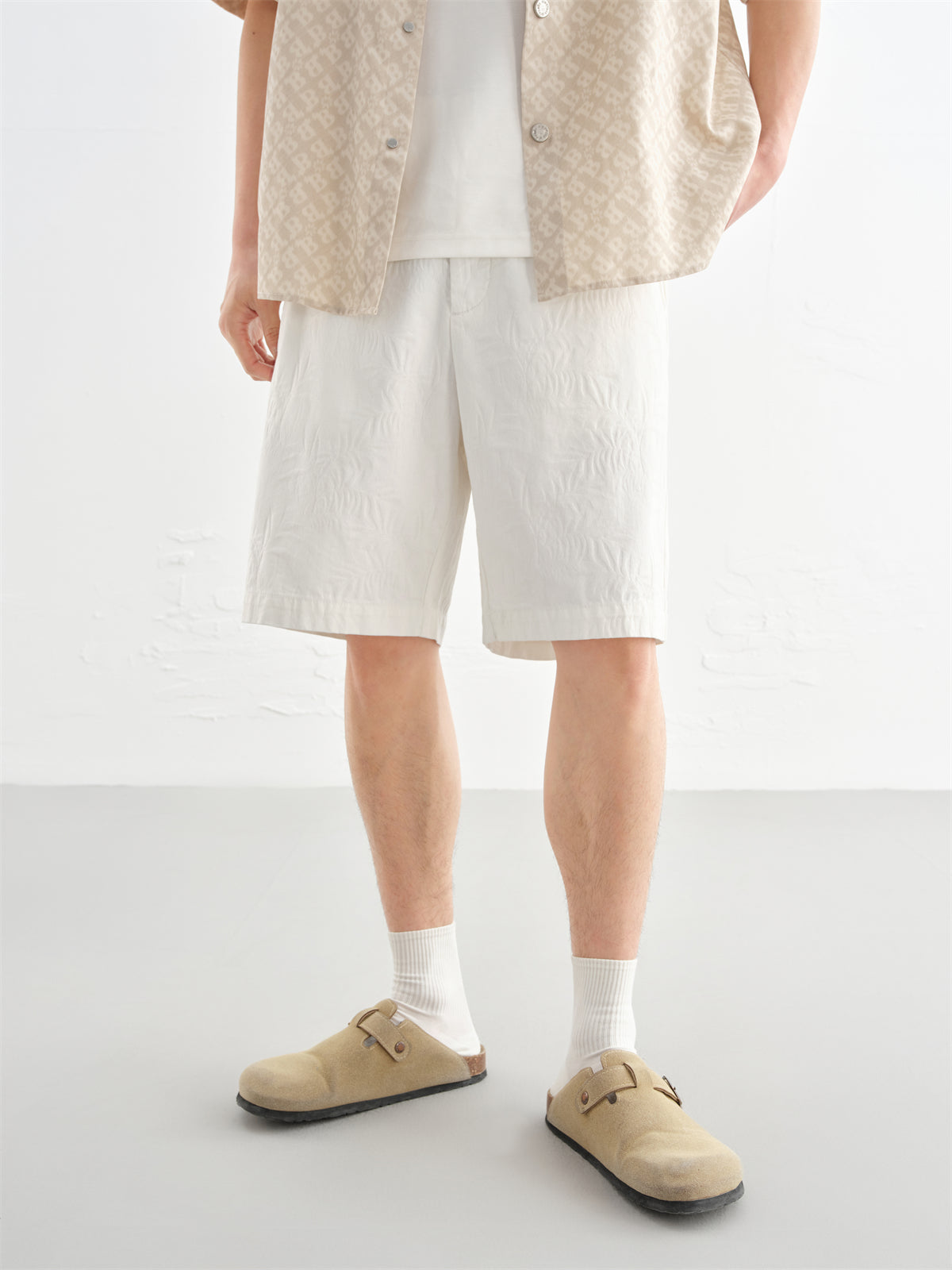 Men's Allover Jacquard Cotton Denim Shorts