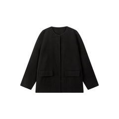 Women's Short Cashmere Coat with Scarf