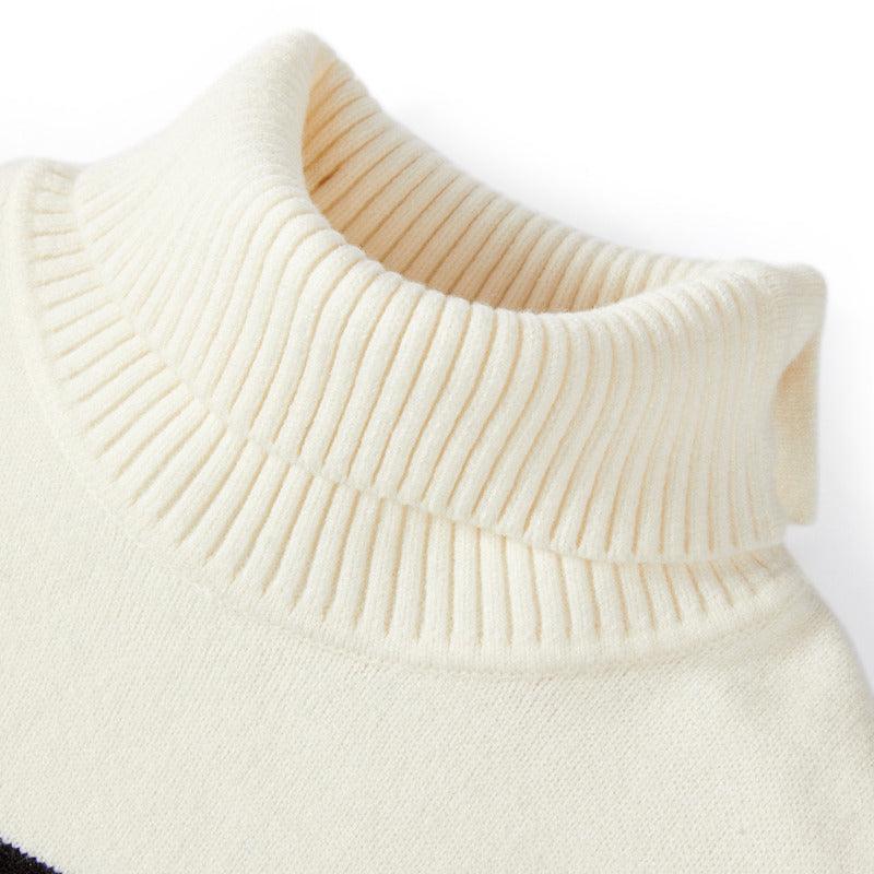 Women's Striped Button-Collar Knit Pullover