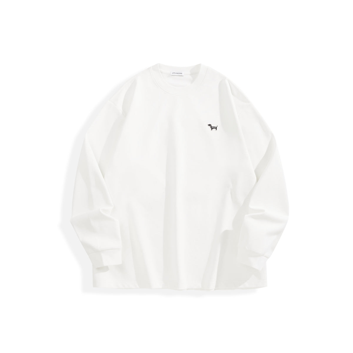 Men's White T-Shirt with Dog 3D Embroidery