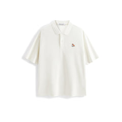 Men's Loose Solid Polo Shirt with Chest Embroidery