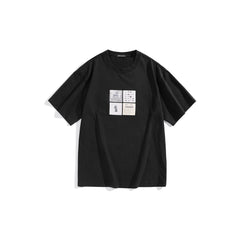 Men's Washed Distressed T-Shirt with Patchwork