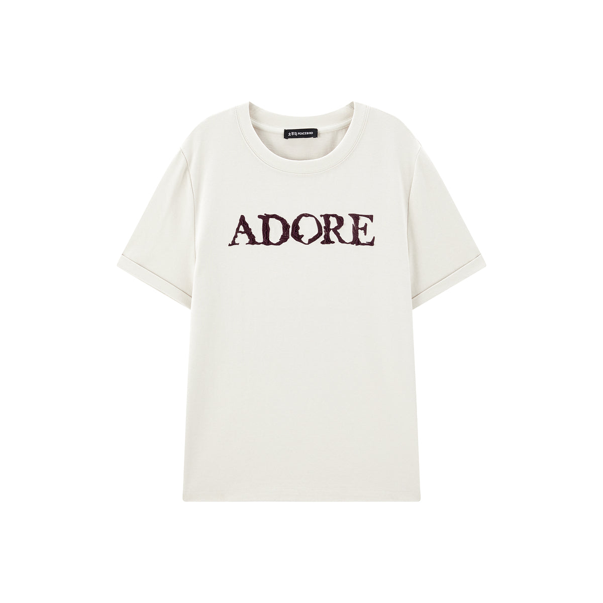 Women's Raised Letter Embroidery T-Shirt