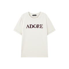 Women's Raised Letter Embroidery T-Shirt