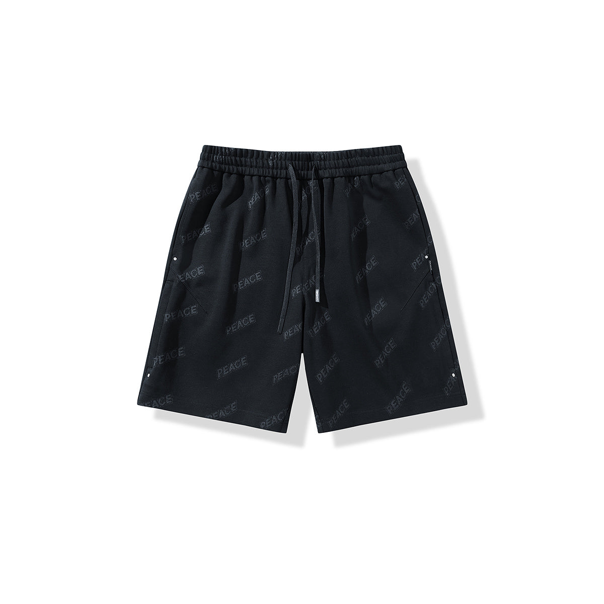 Men's Black Allover Letter Jacquard Shorts