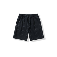 Men's Black Allover Letter Jacquard Shorts