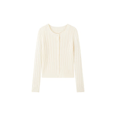 Women's Cable Knit Cardigan With Wool