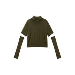 Women's Knit Sweater with Detachable Sleeves