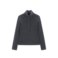 Women's Contrast Half-Placket Slim Sweater